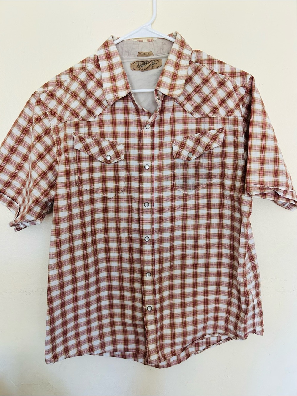 BKE Y2K 100% cotton Men's Short Sleeve Plaid Button-Up Shirt